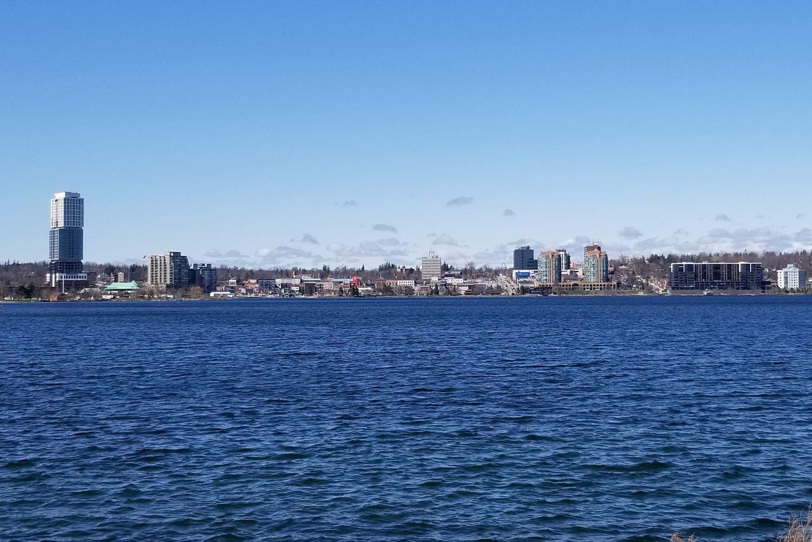 Downtown Barrie skyline seen across Kempenfelt Bay